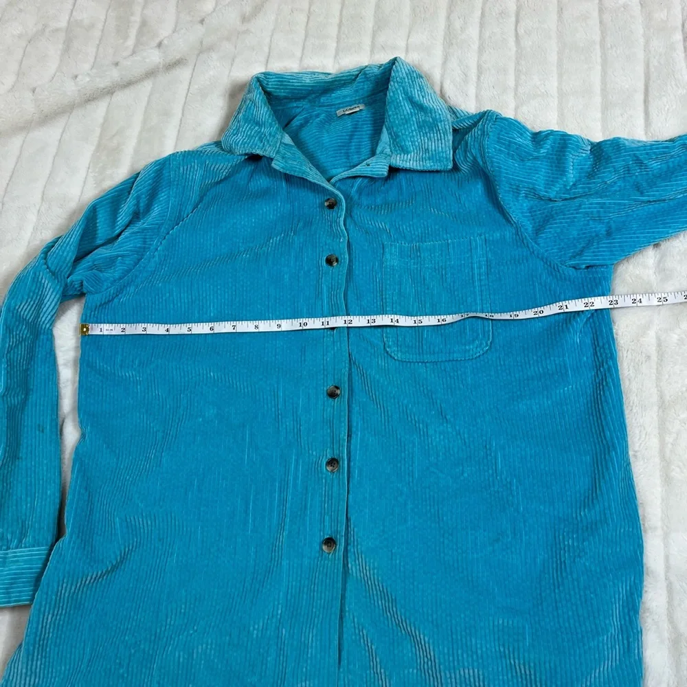 L.L. Bean Women’s L Sky Bright Blue Corduroy Button Spring Fall Midwest Shacket